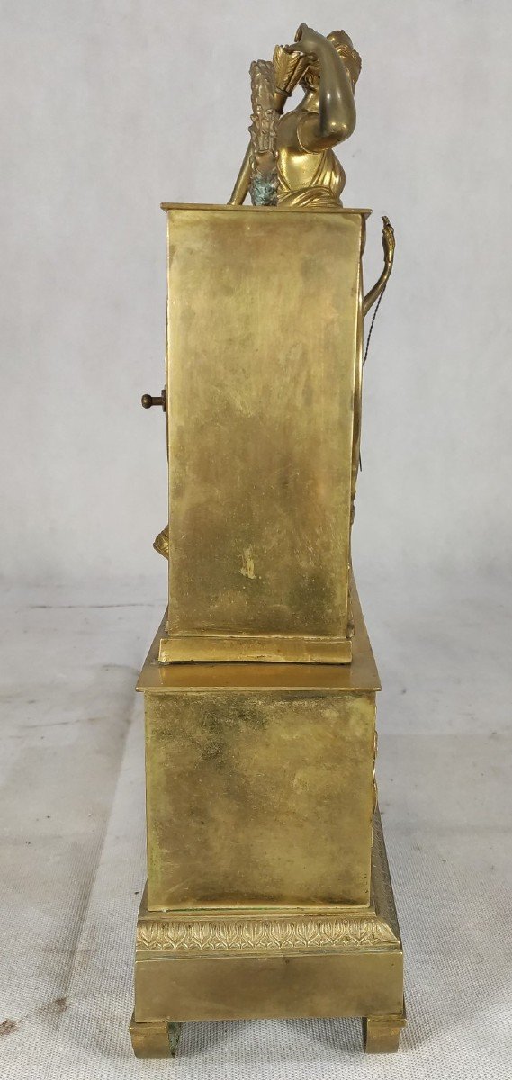 Pendule bronze doré " Diane chasseresse ", époque empire , XIXe-photo-6