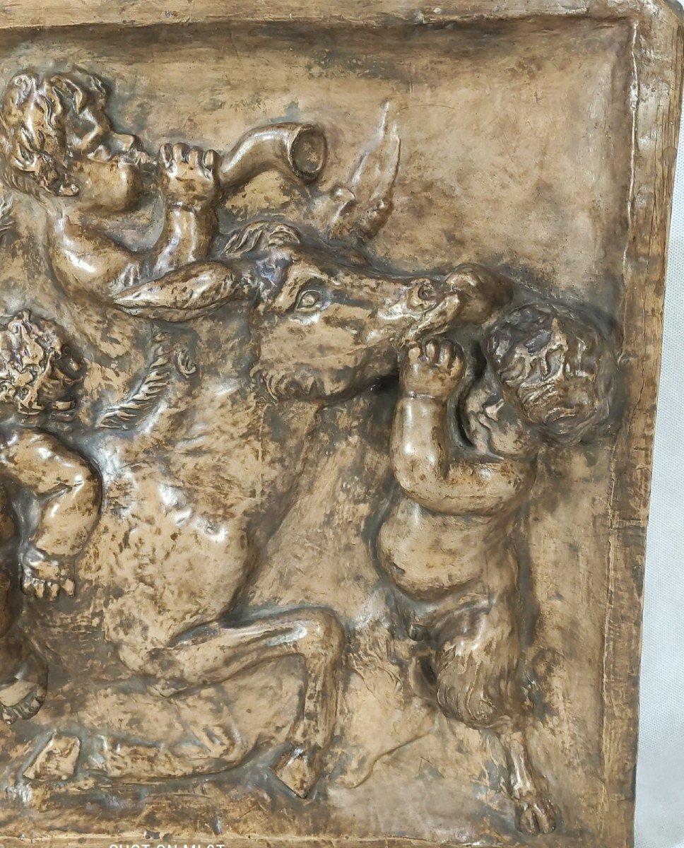 François Duquesnoy (1592-1643) d'après, bas relief "Silène endormi à l'âne rétif", XIXe-photo-3