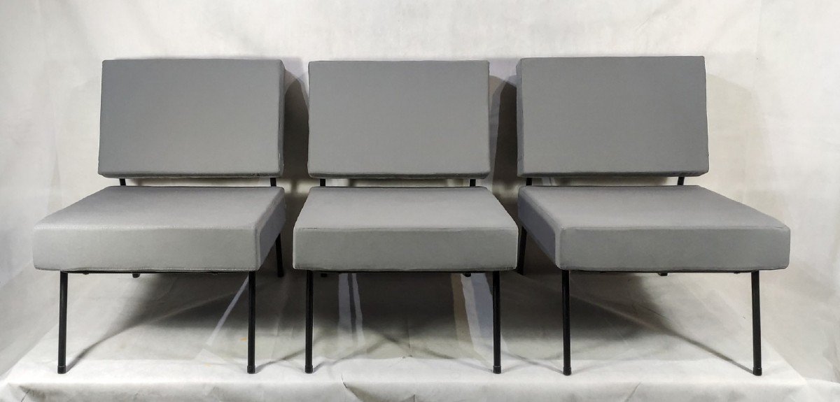 Paul Geoffroy (xxe), Suite Of Three Armchairs, 1960