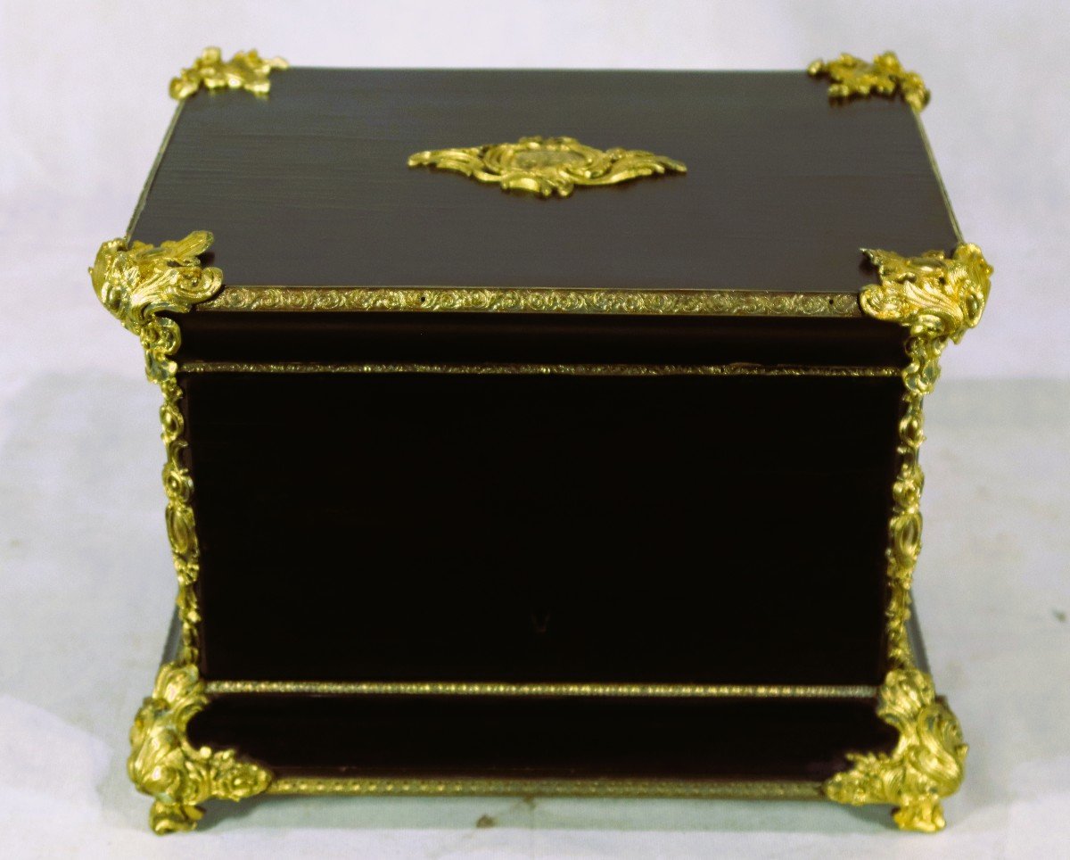 Liquor Cellar Blackened Wood And Gilt Bronze Nap III, Nineteenth-photo-3