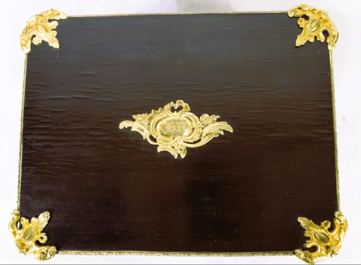 Liquor Cellar Blackened Wood And Gilt Bronze Nap III, Nineteenth-photo-4