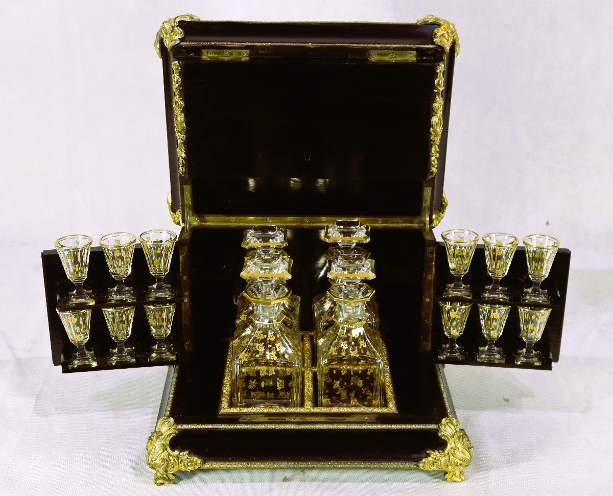 Liquor Cellar Blackened Wood And Gilt Bronze Nap III, Nineteenth-photo-1