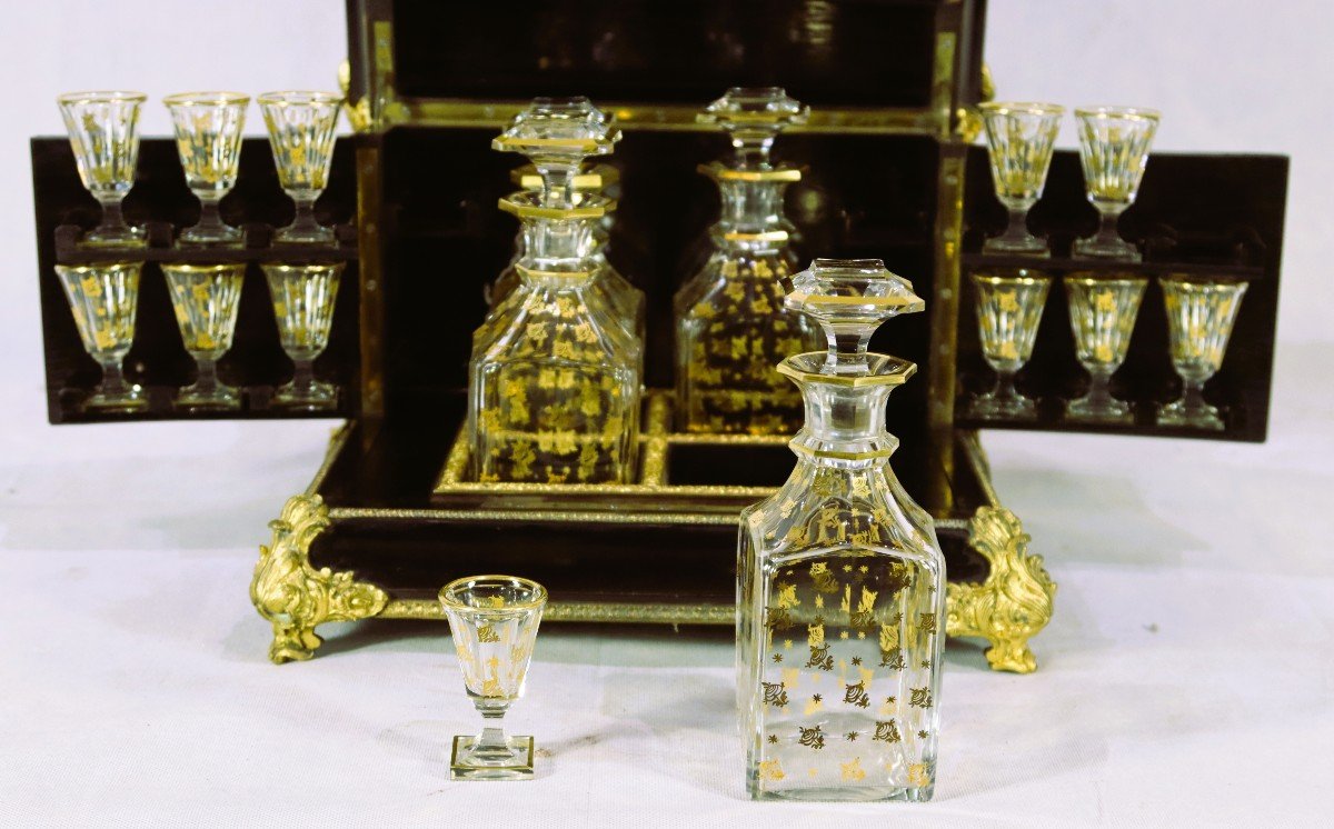 Liquor Cellar Blackened Wood And Gilt Bronze Nap III, Nineteenth-photo-2