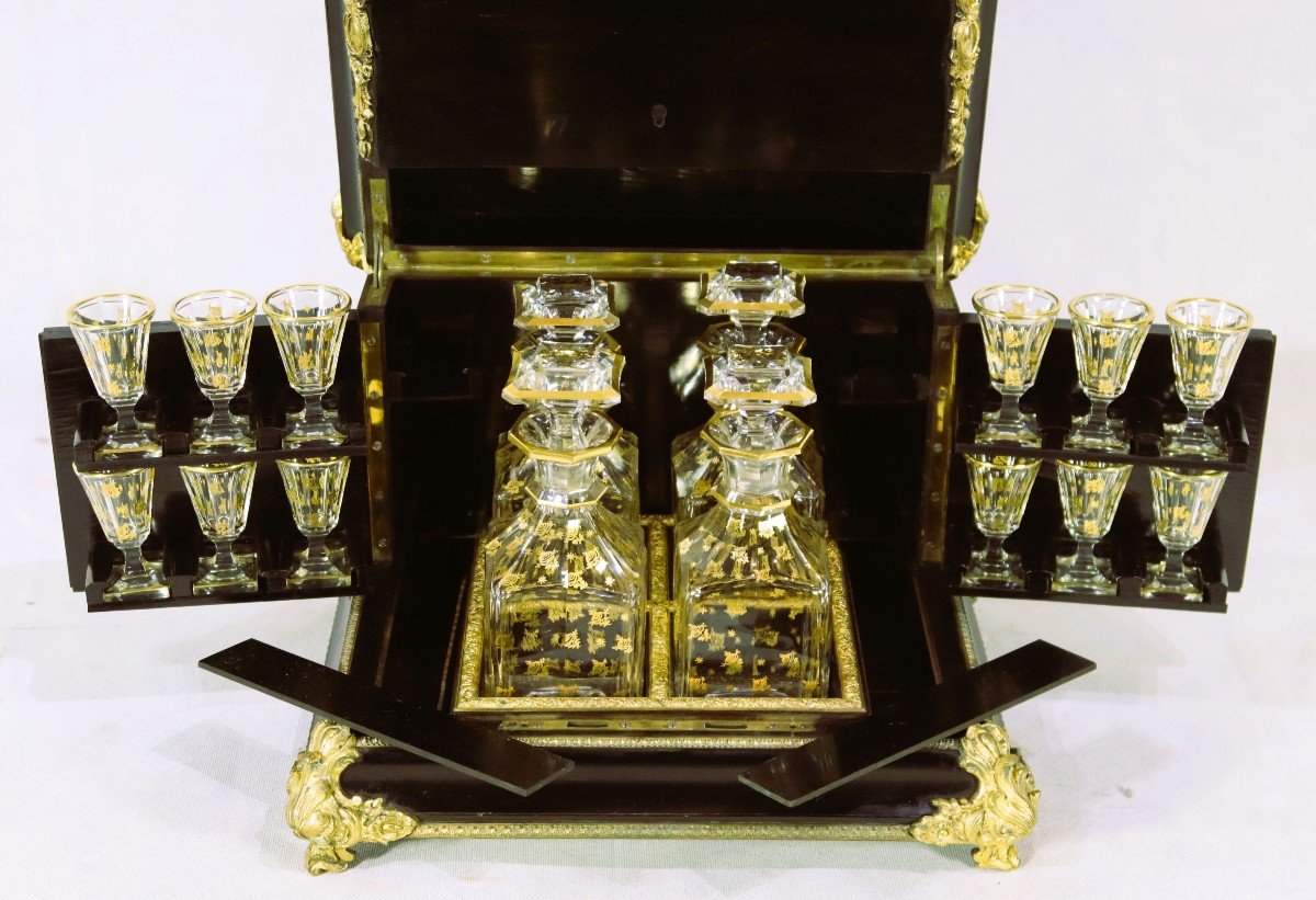 Liquor Cellar Blackened Wood And Gilt Bronze Nap III, Nineteenth-photo-7