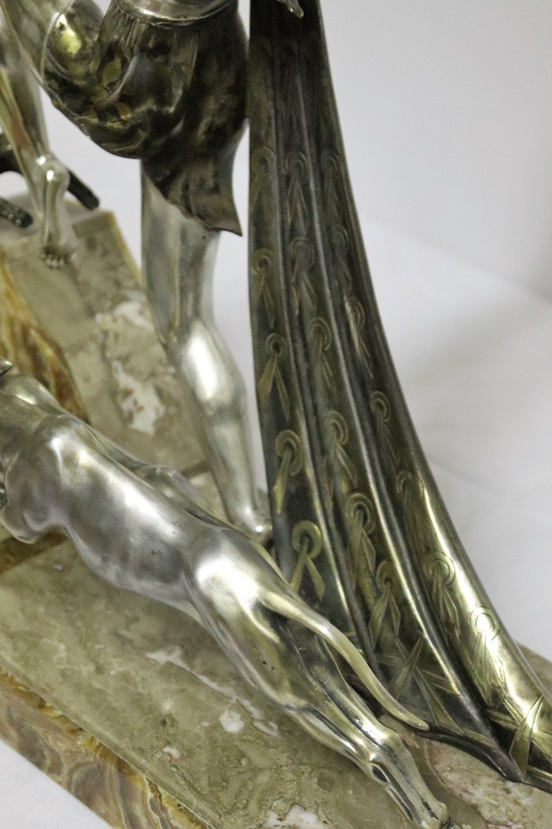 Jacques LIMOUSIN (XXe), Importante Sculpture " Diane Chasseresse " 1920/30-photo-3