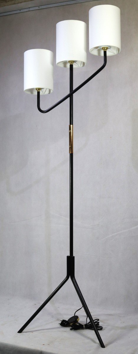 Mathieu Mategot (in The Taste), Black Lacquered Metal Floor Lamp, 1950-photo-2