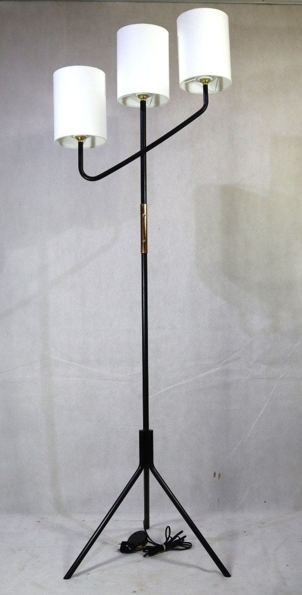 Mathieu Mategot (in The Taste), Black Lacquered Metal Floor Lamp, 1950