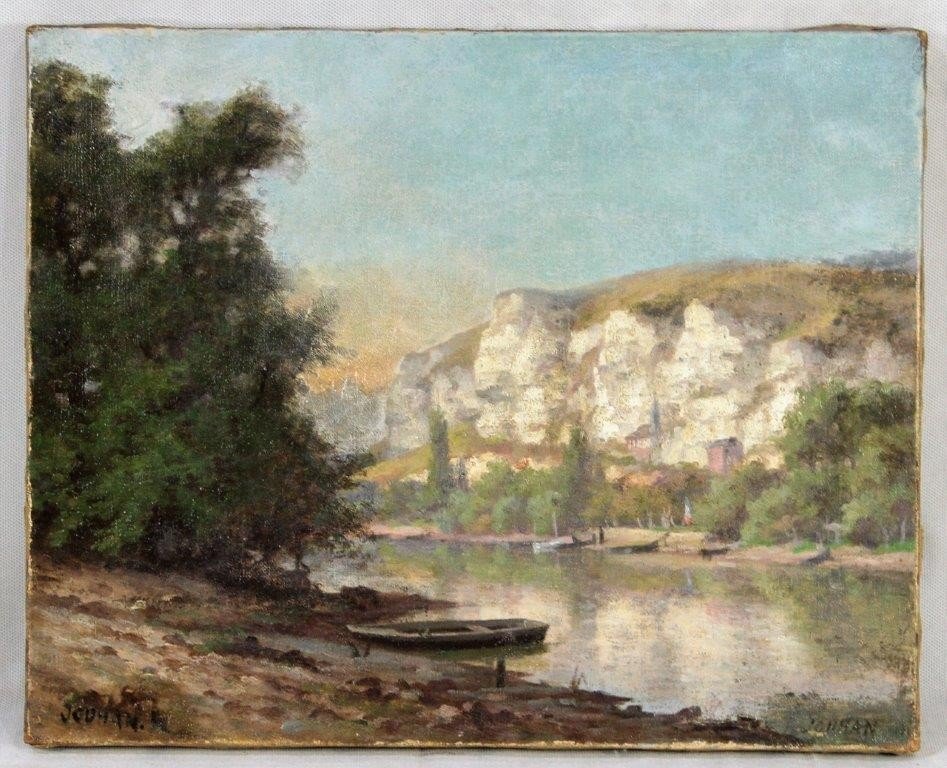 René JOUHAN (1836-1927), HST "Falaises", XIXe