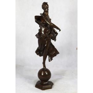 Antonin MERCIE ( 1845-1916 ), Sculpture en bronze " La fortune", XIXe