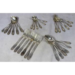 Linzeler Robert Et Cie (1897-1926) Cutlery Service In Sterling Silver, 30 P, Twentieth