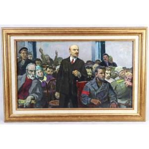 Yuri Frolov (1925-1998), Hsc Painting "lenin Before The Congress", XXth