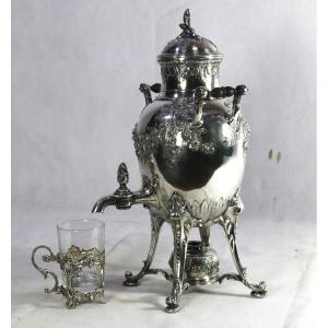 Maison Gallia, Large Samovar In Silver Metal, Circa 1900