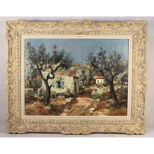 Lucien Potronat (1889-1974), Tableau Hst " Paysage Provençal", XXe