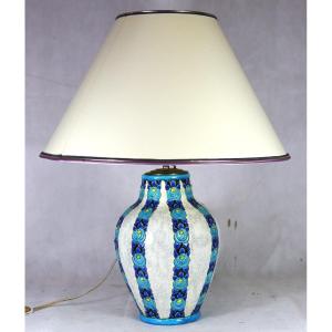 Charles Catteau (1880-1966). Boch Keramis Art Deco Vase Mounted As A Lamp, 1930