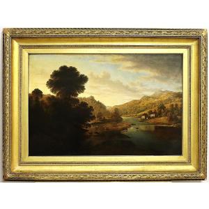 John Glover ? (1767-1849), Important Hst "mountainous Landscape, Lake, Mill", 19th Century