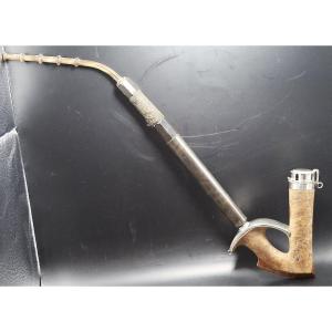 Autriche XIXe, Pipe en loupe et argent.
