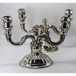 Gebrüder Deyhle (schwäbisch Gmünd), Pair Of Art Nouveau Candelabras In Silver, Signed