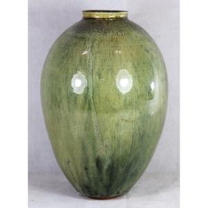 Champy Claude (1944), Large Sandstone Vase, Signed, 20th Century