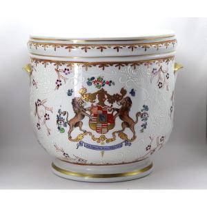 Edmé SAMSON à PARIS (1810-1891), Cache pot en porcelaine, fin XIXe