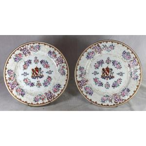 Samson XIXe siècle, Paire de plats en porcelaine.