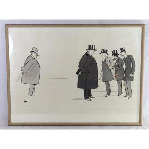 Georges Goursat, alias SEM (1863-1934), Lithographie " Personnages mondain ", signé, vers 1910