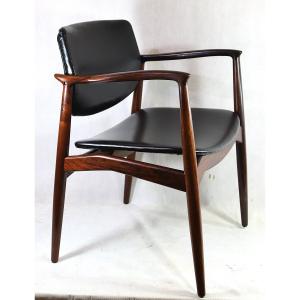 ERIK BUCK (1923-1982), FAUTEUIL en palissandre de rio, édition ORUM, Danemark, 1960