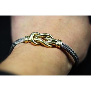 Fred Paris, Force 10 Model Bracelet In 18k Gold And Steel, Signed, 20th Century