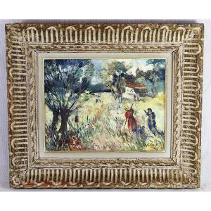 RAY DAVID (Né en 1969), Tableau HST " Paysage ", XXe