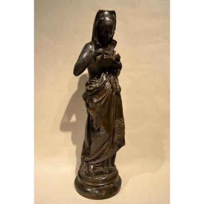 Bronze "woman Reading The" From Carrier Belleuse, Nineteenth