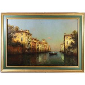 Eloi Noël BERAUD (1875-1957), Tableau HST " Vue de Venise " signé Marc Aldine. XXe