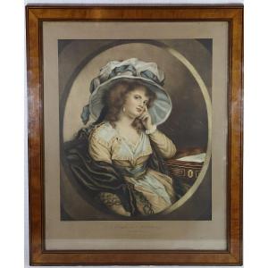 Grande gravure Anglaise représentant " Dorothy Crewe ", XIXe