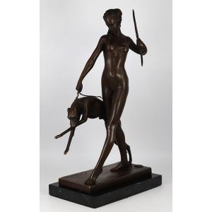 Mc Cartan Edward (1879-1947) d'Après, Bronze Diane Chasseresse, Signed, 20th Century
