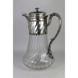 Crystal And Silver Decanter 1er Titre, 950mm, 19th Century