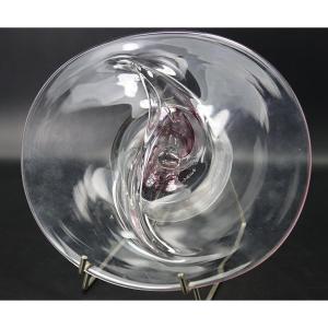 Suite de six coupes en verre soufflé, signé J- Verne et monogrammé, XXe