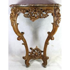 Regence-period Wall-mounted Console Table In Oak, 18th Century