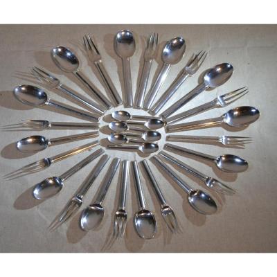 Jean E. Puiforcat, Cannes Model, Silver Cutlery, Circa 1928