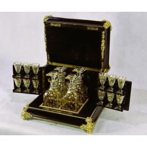 Liquor Cellar Blackened Wood And Gilt Bronze Nap III, Nineteenth