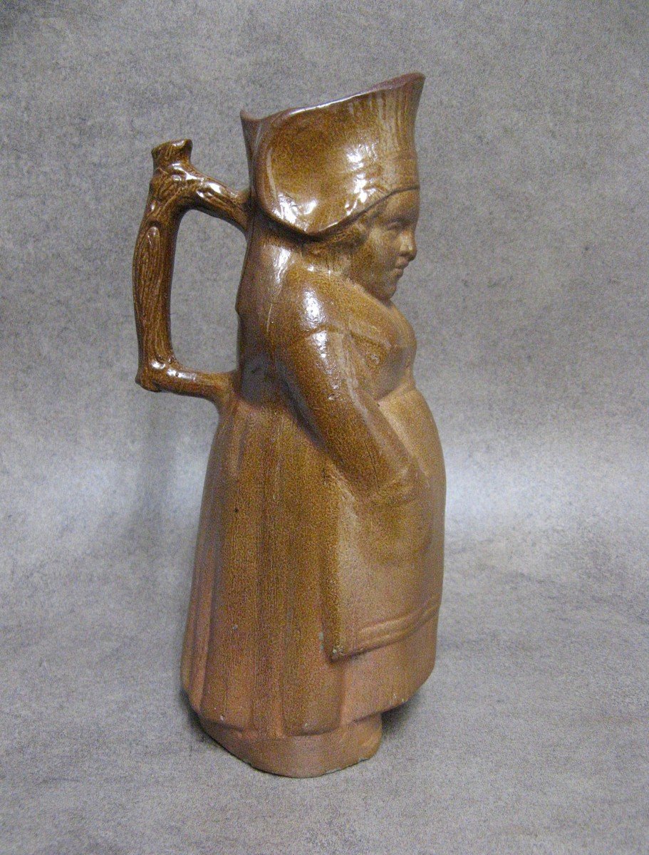 Jacquet Jacqueline Anthropomorphic Pitcher In Sandstone From Beauvaisis.-photo-3