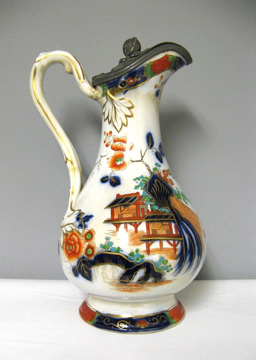 Broadhead & Co: Earthenware Pitcher With Japanese Decor.-photo-3