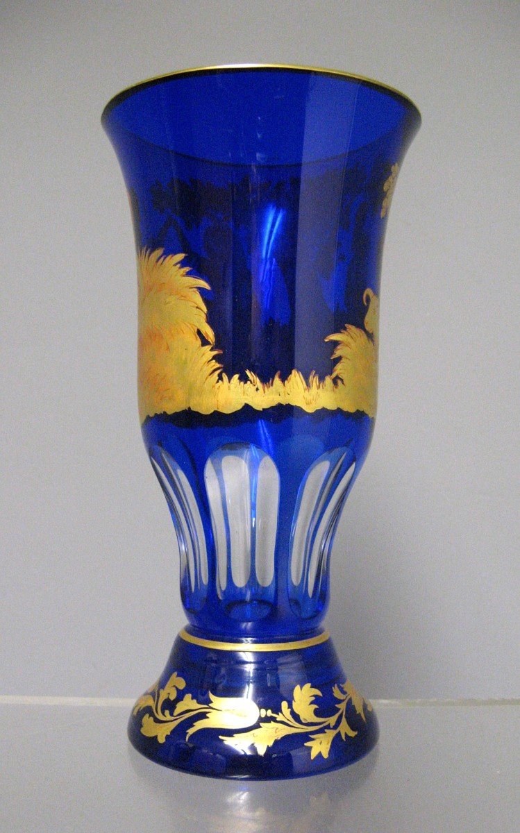 Vase en Cristal  et Or.  Scène Mythologique Grecque Antique.-photo-2