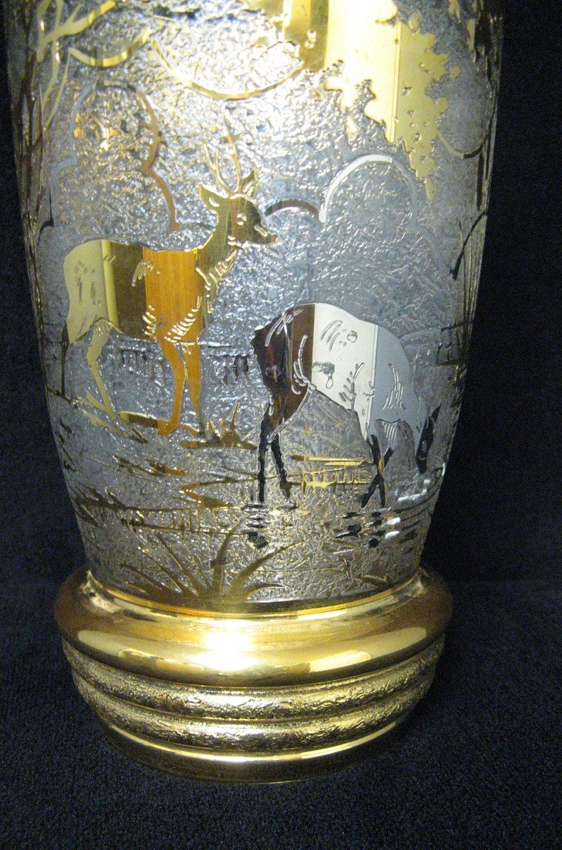 Art Deco Vase Cleared With Acid Gold And Silver Signed Adat.-photo-3