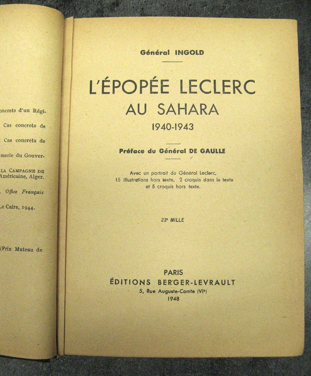 Livre Dédicacé Du Général Ingold à l'Attention Du Général Leclerc.-photo-3