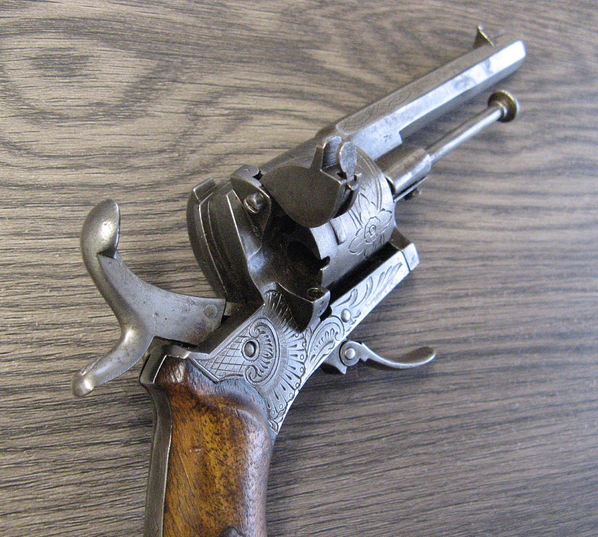 Pinfire Revolver Type Lefaucheux Cal 7mm From The Nineteenth.-photo-1