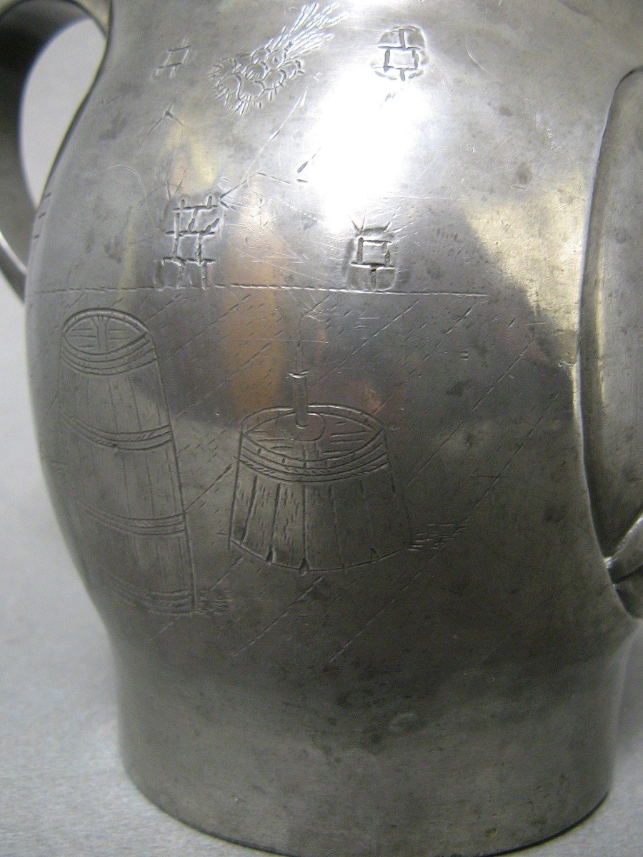 Pewter Pitcher From Estaminet From The Nineteenth. Renaissance Style.-photo-3