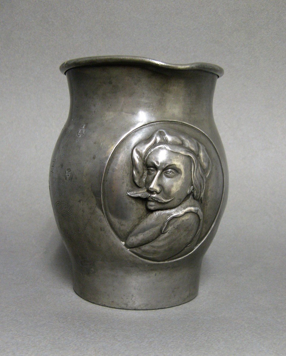 Pewter Pitcher From Estaminet From The Nineteenth. Renaissance Style.