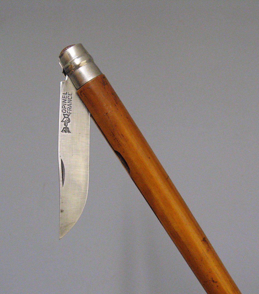Gadget Cane With Folding Knife. Opinel.