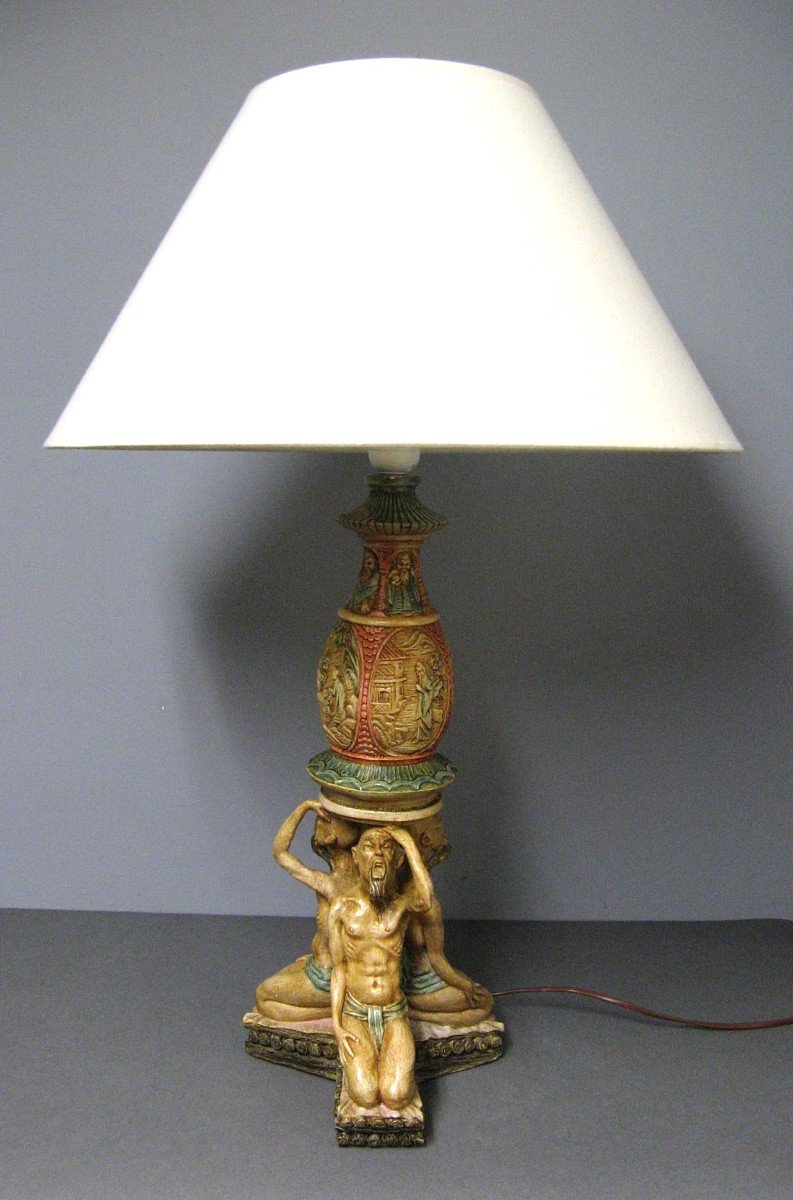 Lampe En Pierre Reconstitué, Décorations Et Sujets Japonisants.-photo-4