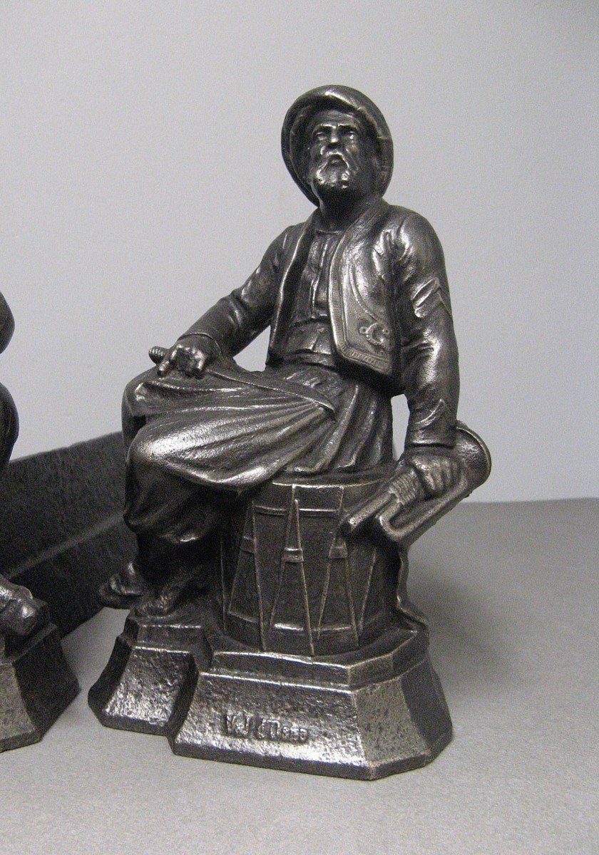 Pair Of Andirons At The Zouaves.-photo-2