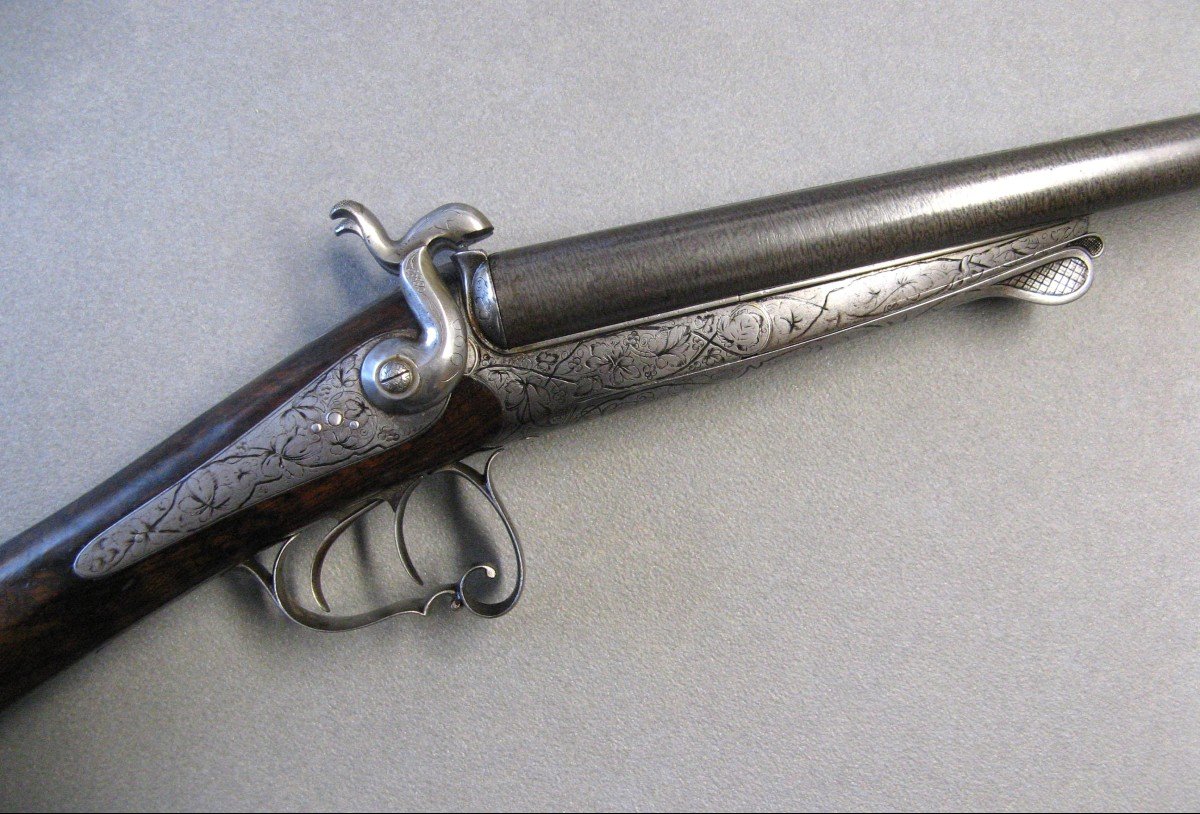Fusil De Chasse à Broche Canon Damas XIXe.-photo-1