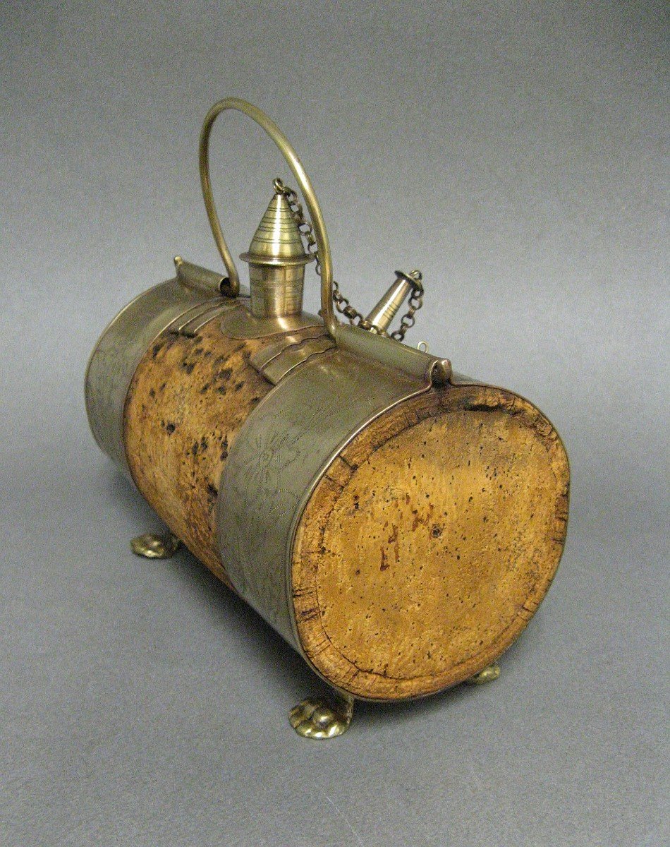 Catalan Water Bottle In Cork And Brass. Barrel Early 20th Century.-photo-4